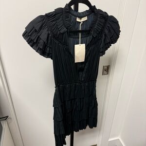 Ulla Johnson Vesna Noir Ruffled Dress